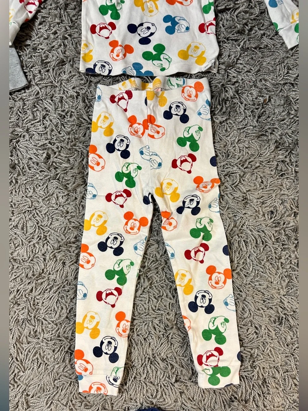 GAP Kids White Pajama Set with Multicolor Mickey Mouse Heads